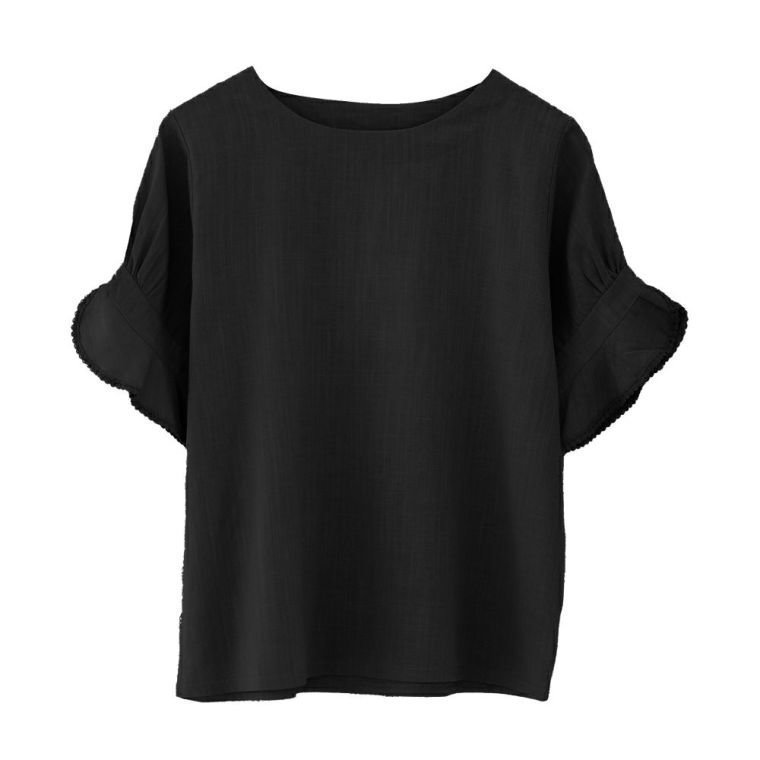 【アクアガレージ/aquagarage】のフリル袖リネンブラウス インテリア・キッズ・メンズ・レディースファッション・服の通販 founy(ファニー) 　ファッション　Fashion　レディースファッション　Fashion for Women　トップス・カットソー　Cut & Sew Tops　シャツ・ブラウス・オフィスカジュアル　Elegant Blouses & Button-Ups　ボリューム袖・フリルスリーブブラウス　Voluminous & Ruffle Sleeves / Puffy Sleeve Tops　送料無料　Free Shipping　フリル　Frill, Ruffle　プチプライス・低価格　Affordable / Budget Price　リネン　Linen, Linen Fabric　夏　Summer　春　Spring　S/S・春夏　SS, Spring/Summer, Warm Season　秋　Autumn　ブラック|ID: prp329100003785482 ipo3291000000026262677