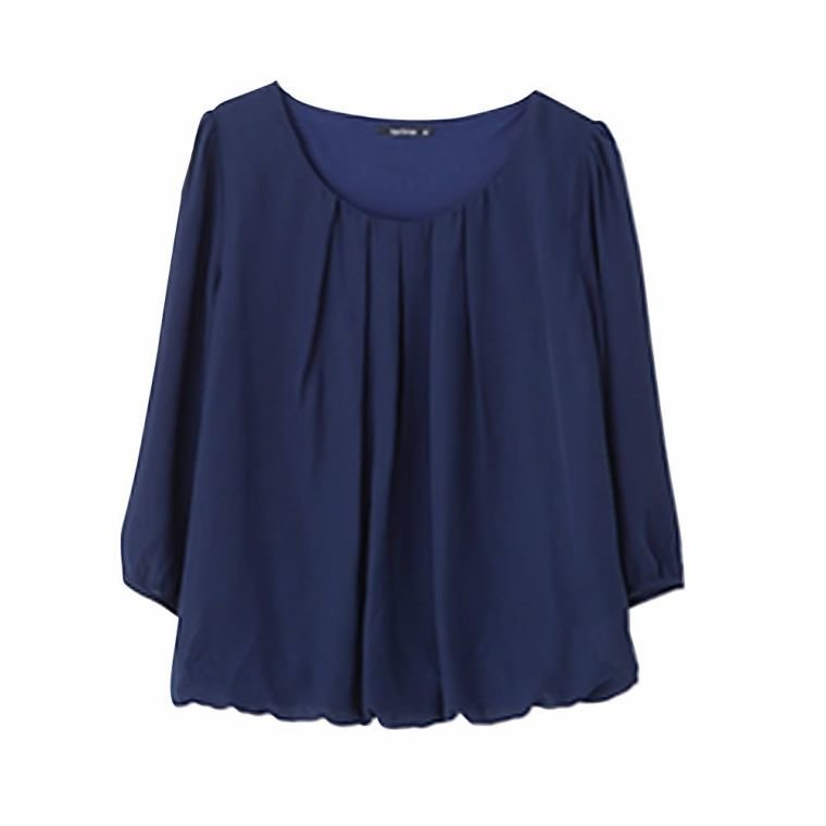 【アクアガレージ/aquagarage】のフロントタックシフォンブラウス|上品きれいめ×体型カバー|豊富なサイズで春夏秋に活躍| インテリア・キッズ・メンズ・レディースファッション・服の通販 founy(ファニー) 　ファッション　Fashion　レディースファッション　Fashion for Women　トップス・カットソー　Cut & Sew Tops　シャツ・ブラウス・オフィスカジュアル　Elegant Blouses & Button-Ups　送料無料　Free Shipping　プチプライス・低価格　Affordable / Budget Price　エレガント 上品　Elegant　夏　Summer　春　Spring　S/S・春夏　SS, Spring/Summer, Warm Season　ネイビー|ID: prp329100003785602 ipo3291000000024909424