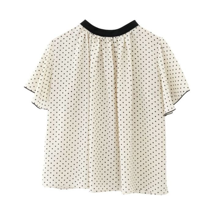 【アクアガレージ/aquagarage】のバイカラーフレア袖ブラウス インテリア・キッズ・メンズ・レディースファッション・服の通販 founy(ファニー) 　ファッション　Fashion　レディースファッション　Fashion for Women　トップス・カットソー　Cut & Sew Tops　シャツ・ブラウス・オフィスカジュアル　Elegant Blouses & Button-Ups　送料無料　Free Shipping　フレア　Flare, Flared　プチプライス・低価格　Affordable / Budget Price　エレガント 上品　Elegant　夏　Summer　春　Spring　ドットバニラ|ID: prp329100003785617 ipo3291000000024909503