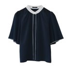 【アクアガレージ/aquagarage】のパール釦バイカラーフレア5分袖ブラウス ネイビー|ID: prp329100003785622 ipo3291000000024909522
