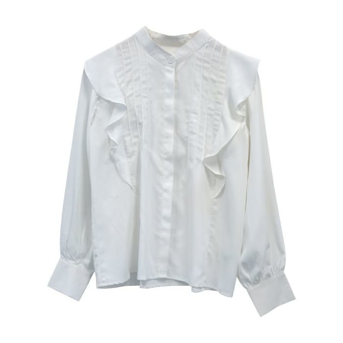 【アクアガレージ/aquagarage】のタックフリルバンドカラーブラウス 春 インテリア・キッズ・メンズ・レディースファッション・服の通販 founy(ファニー) https://founy.com/ ファッション Fashion レディースファッション Fashion for Women トップス・カットソー Cut & Sew Tops シャツ・ブラウス・オフィスカジュアル Elegant Blouses & Button-Ups 送料無料 Free Shipping プチプライス・低価格 Affordable / Budget Price 冬 Winter / This Winter 春 Spring 秋 Autumn |ID: prp329100003785650 ipo3291000000024909623