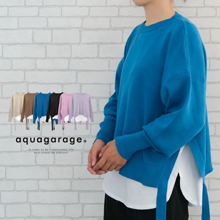 【アクアガレージ/aquagarage】のインナー付スウェットライクニットトップス 人気、トレンドファッション・服の通販 founy(ファニー) 　ファッション　Fashion　レディースファッション　Fashion for Women　トップス・カットソー　Cut & Sew Tops　ニット　Knit Tops & Sweaters　レディースパーカー・カジュアルフーディー　Casual Hoodies & Sweatshirts　スウェット・クルーネックトップス　Sweatshirts & Crewnecks / Relaxed Fit Sweat Tops　インナー　Innerwear　セーター　Sweater, Knitwear　プチプライス・低価格　Affordable / Budget Price　 other-1|ID: prp329100003785655 ipo3291000000034095357
