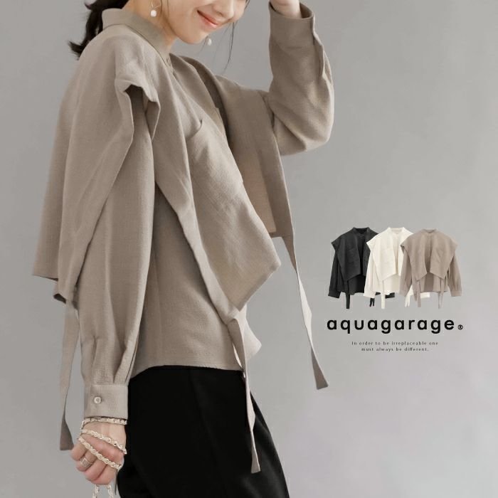 【アクアガレージ/aquagarage】の【最終値下げ価格】袖口リボンレイヤード長袖ブラウス 人気、トレンドファッション・服の通販 founy(ファニー)  ファッション Fashion レディースファッション Fashion for Women トップス・カットソー Cut & Sew Tops シャツ・ブラウス・オフィスカジュアル Elegant Blouses & Button-Ups プチプライス・低価格 Affordable / Budget Price リボン Ribbon, Bow 長袖 Long Sleeve, Full Sleeve  other-1|ID: prp329100003785661 ipo3291000000034105836