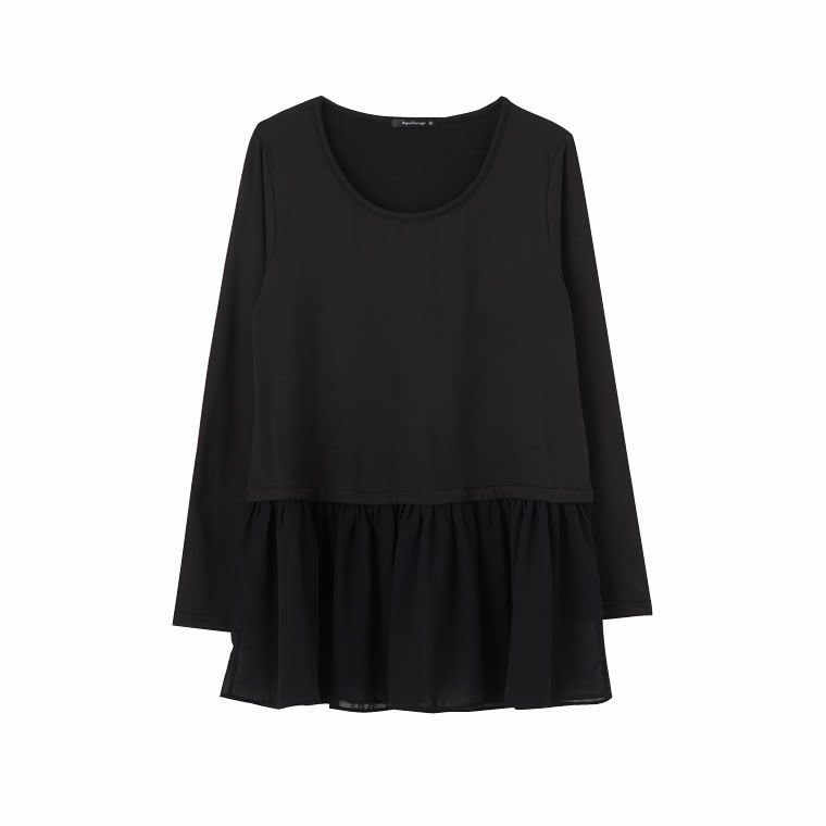 【アクアガレージ/aquagarage】のMUMU× インテリア・キッズ・メンズ・レディースファッション・服の通販 founy(ファニー) 　ファッション　Fashion　レディースファッション　Fashion for Women　トップス・カットソー　Cut & Sew Tops　シャツ・ブラウス・オフィスカジュアル　Elegant Blouses & Button-Ups　ロングTシャツ・Tシャツ　Longline T-Shirts & Tees　カットソー・ベーシックTシャツ　Cut-and-Sewn Tops / Stretch Tees & Basics　送料無料　Free Shipping　インナー　Innerwear　カットソー　Cut and Sewn Top　コラボ　Collaboration, Collab　プチプライス・低価格　Affordable / Budget Price　長袖　Long Sleeve, Full Sleeve　シフォン:ブラック|ID: prp329100003785710 ipo3291000000024909893