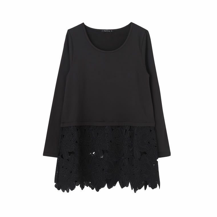 【アクアガレージ/aquagarage】のMUMU× インテリア・キッズ・メンズ・レディースファッション・服の通販 founy(ファニー) 　ファッション　Fashion　レディースファッション　Fashion for Women　トップス・カットソー　Cut & Sew Tops　シャツ・ブラウス・オフィスカジュアル　Elegant Blouses & Button-Ups　ロングTシャツ・Tシャツ　Longline T-Shirts & Tees　カットソー・ベーシックTシャツ　Cut-and-Sewn Tops / Stretch Tees & Basics　送料無料　Free Shipping　インナー　Innerwear　カットソー　Cut and Sewn Top　コラボ　Collaboration, Collab　プチプライス・低価格　Affordable / Budget Price　長袖　Long Sleeve, Full Sleeve　レース:ブラック|ID: prp329100003785710 ipo3291000000024909895
