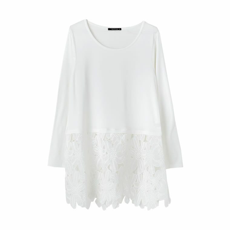 【アクアガレージ/aquagarage】のMUMU× インテリア・キッズ・メンズ・レディースファッション・服の通販 founy(ファニー) 　ファッション　Fashion　レディースファッション　Fashion for Women　トップス・カットソー　Cut & Sew Tops　シャツ・ブラウス・オフィスカジュアル　Elegant Blouses & Button-Ups　ロングTシャツ・Tシャツ　Longline T-Shirts & Tees　カットソー・ベーシックTシャツ　Cut-and-Sewn Tops / Stretch Tees & Basics　送料無料　Free Shipping　インナー　Innerwear　カットソー　Cut and Sewn Top　コラボ　Collaboration, Collab　プチプライス・低価格　Affordable / Budget Price　長袖　Long Sleeve, Full Sleeve　レース:オフホワイト|ID: prp329100003785710 ipo3291000000024909896