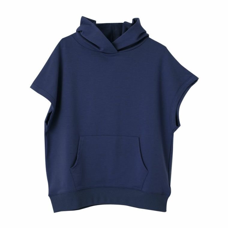 【アクアガレージ/aquagarage】のフレンチスリーブパーカー インテリア・キッズ・メンズ・レディースファッション・服の通販 founy(ファニー) 　ファッション　Fashion　レディースファッション　Fashion for Women　トップス・カットソー　Cut & Sew Tops　レディースパーカー・カジュアルフーディー　Casual Hoodies & Sweatshirts　スウェット・クルーネックトップス　Sweatshirts & Crewnecks / Relaxed Fit Sweat Tops　送料無料　Free Shipping　シンプル　Simple, Minimal　スリーブ　Sleeve, Long Sleeve / Short Sleeve　パーカー　Hoodie, Parka　フレンチ　French, French Style　プチプライス・低価格　Affordable / Budget Price　ネイビー|ID: prp329100003785725 ipo3291000000024909952