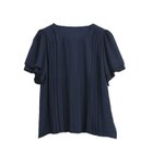 【アクアガレージ/aquagarage】の半袖or7分袖から選べる フロントプリーツシフォンブラウス ネイビー|ID: prp329100003785763 ipo3291000000024910098