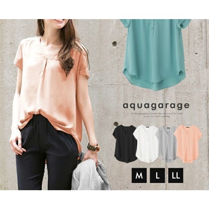 【アクアガレージ/aquagarage】の【999円祭り】半袖 スキッパープルオーバー 人気、トレンドファッション・服の通販 founy(ファニー) ファッション Fashion レディースファッション Fashion for Women トップス・カットソー Cut & Sew Tops シャツ・ブラウス・オフィスカジュアル Elegant Blouses & Button-Ups カジュアルプルオーバー・ニットトップス Pullovers & Knit Tops / Casual Pullovers シンプル Simple, Minimal ジョーゼット Georgette, Semi-Sheer Fabric スキッパー Skipper, Open Collar トレンド Trend, Trending Now プチプライス・低価格 Affordable / Budget Price ラウンド Round, Round Neck 半袖 Short Sleeve, Half Sleeve other-1|ID: prp329100003785789 ipo3291000000035519571