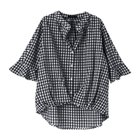 【アクアガレージ/aquagarage】のフレアスリーブスキッパーブラウス|二の腕カバー&きれいめ抜け感トップス| 人気、トレンドファッション・服の通販 founy(ファニー) ファッション Fashion レディースファッション Fashion for Women トップス・カットソー Cut & Sew Tops シャツ・ブラウス・オフィスカジュアル Elegant Blouses & Button-Ups スキッパー Skipper, Open Collar スリーブ Sleeve, Long Sleeve / Short Sleeve デニム Denim, Jeans Material バランス Balance, Style Balance フレア Flare, Flared 送料無料 Free Shipping プチプライス・低価格 Affordable / Budget Price 夏 Summer エレガント 上品 Elegant ビジネス 仕事 通勤 Business / Work / Commuting thumbnail ギンガム:ブラック|ID: prp329100003785833 ipo3291000000026161073