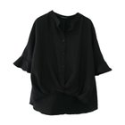 【アクアガレージ/aquagarage】のフレアスリーブスキッパーブラウス|二の腕カバー&きれいめ抜け感トップス| 人気、トレンドファッション・服の通販 founy(ファニー) ファッション Fashion レディースファッション Fashion for Women トップス・カットソー Cut & Sew Tops シャツ・ブラウス・オフィスカジュアル Elegant Blouses & Button-Ups スキッパー Skipper, Open Collar スリーブ Sleeve, Long Sleeve / Short Sleeve デニム Denim, Jeans Material バランス Balance, Style Balance フレア Flare, Flared 送料無料 Free Shipping プチプライス・低価格 Affordable / Budget Price 夏 Summer エレガント 上品 Elegant ビジネス 仕事 通勤 Business / Work / Commuting thumbnail ソリッドブラック|ID: prp329100003785833 ipo3291000000027444858