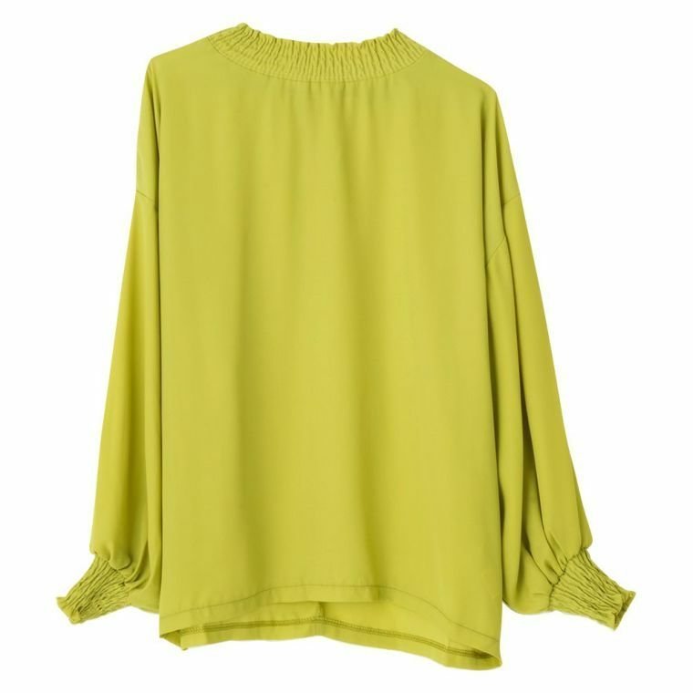 【アクアガレージ/aquagarage】の【999円祭り】フリルスタンドカラーシフォン生地ブラウス インテリア・キッズ・メンズ・レディースファッション・服の通販 founy(ファニー) 　ファッション　Fashion　レディースファッション　Fashion for Women　トップス・カットソー　Cut & Sew Tops　シャツ・ブラウス・オフィスカジュアル　Elegant Blouses & Button-Ups　クラシック　Classic, Timeless Style　シフォン　Chiffon, Lightweight Fabric　スタンド　Stand Collar, Upright Stand　スリーブ　Sleeve, Long Sleeve / Short Sleeve　フリル　Frill, Ruffle　ブラウジング　Blouson Silhouette, Cinched Waist　プチプライス・低価格　Affordable / Budget Price　人気　Popular, Best Seller　無地:イエロー|ID: prp329100003785845 ipo3291000000024910324