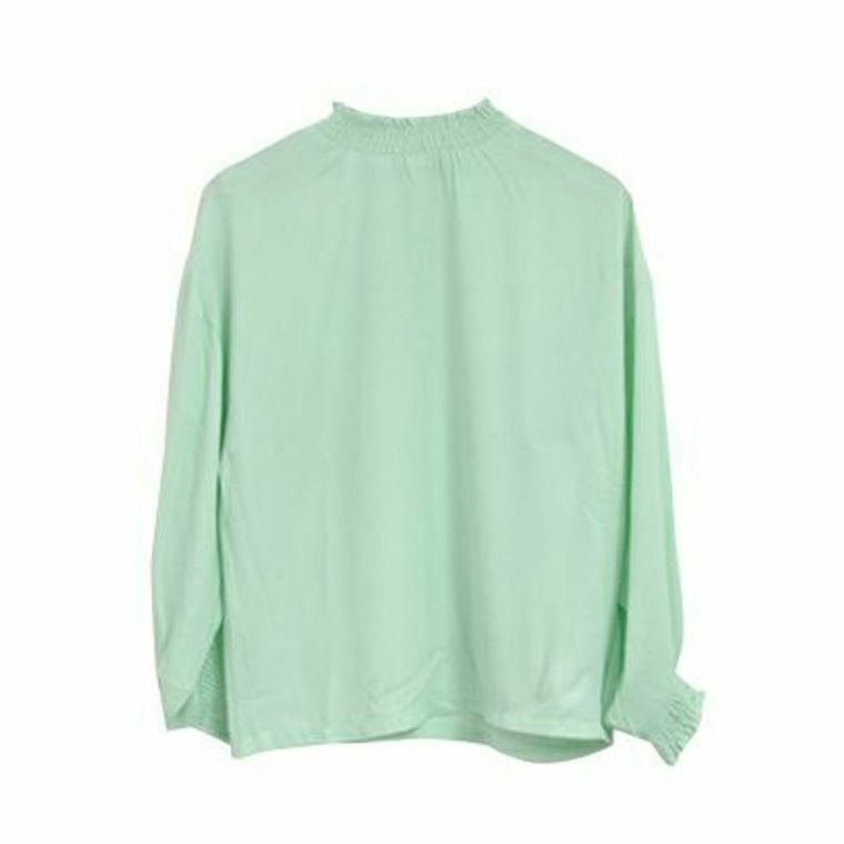 【アクアガレージ/aquagarage】の【999円祭り】フリルスタンドカラーシフォン生地ブラウス インテリア・キッズ・メンズ・レディースファッション・服の通販 founy(ファニー) 　ファッション　Fashion　レディースファッション　Fashion for Women　トップス・カットソー　Cut & Sew Tops　シャツ・ブラウス・オフィスカジュアル　Elegant Blouses & Button-Ups　クラシック　Classic, Timeless Style　シフォン　Chiffon, Lightweight Fabric　スタンド　Stand Collar, Upright Stand　スリーブ　Sleeve, Long Sleeve / Short Sleeve　フリル　Frill, Ruffle　ブラウジング　Blouson Silhouette, Cinched Waist　プチプライス・低価格　Affordable / Budget Price　人気　Popular, Best Seller　無地:ミント|ID: prp329100003785845 ipo3291000000024910326
