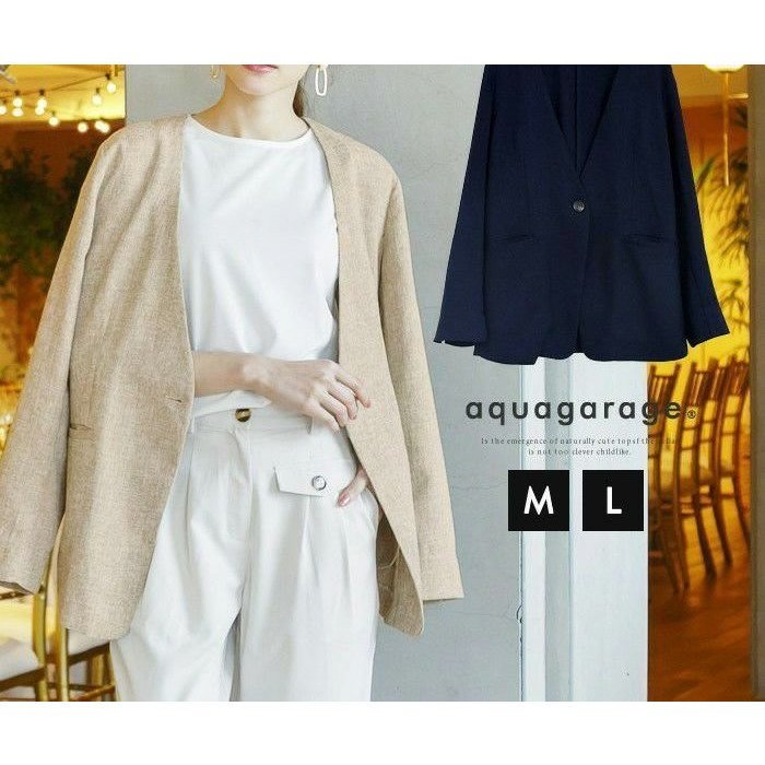 【アクアガレージ/aquagarage】のノーラペルジャケット 人気、トレンドファッション・服の通販 founy(ファニー) ファッション Fashion レディースファッション Fashion for Women アウター Coat / Outerwear Collection レディースジャケット・軽アウター Jackets シンプル Simple, Minimal ジャケット Jacket, Outerwear スリット Slit, Slit Detail プチプライス・低価格 Affordable / Budget Price ベーシック Basic, Essential リネン Linen, Linen Fabric other-1|ID: prp329100003786112 ipo3291000000034106516