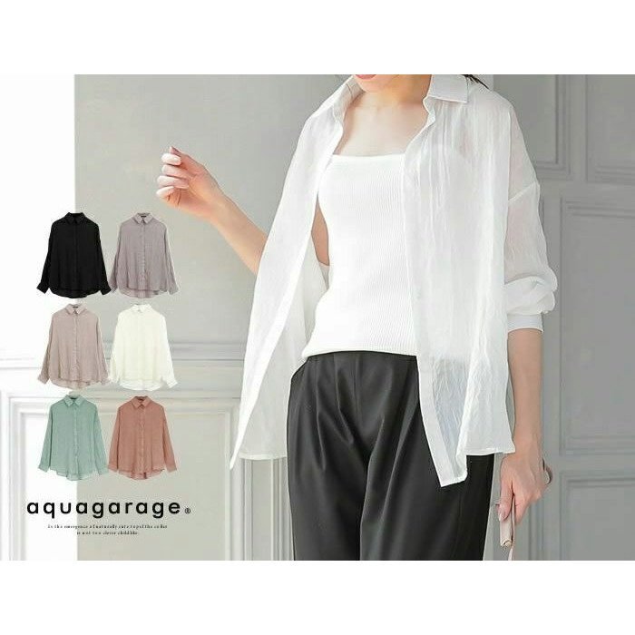 【アクアガレージ/aquagarage】のシアーシャツ 人気、トレンドファッション・服の通販 founy(ファニー) 　ファッション　Fashion　レディースファッション　Fashion for Women　トップス・カットソー　Cut & Sew Tops　シャツ・ブラウス・オフィスカジュアル　Elegant Blouses & Button-Ups　送料無料　Free Shipping　おすすめ　Recommended / Our Picks　シアー　Sheer, See-Through　ショルダー　Shoulder, Shoulder Strap　ドロップ　Drop Shoulder, Dropped Style　プチプライス・低価格　Affordable / Budget Price　ベーシック　Basic, Essential　 other-1|ID: prp329100003786148 ipo3291000000034106855