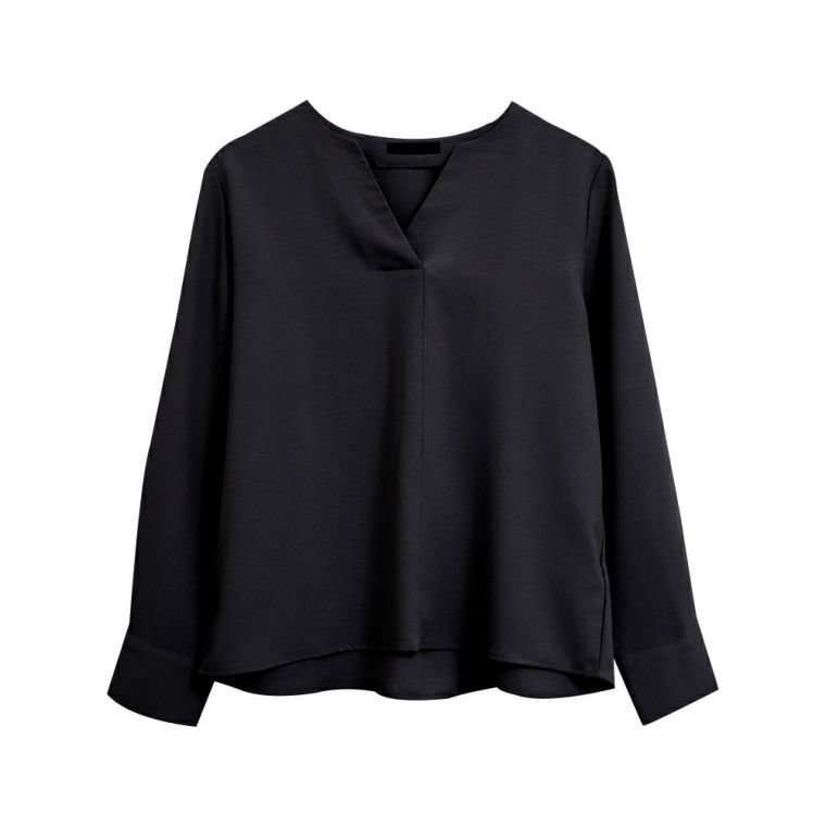 【アクアガレージ/aquagarage】のキーネックブラウス インテリア・キッズ・メンズ・レディースファッション・服の通販 founy(ファニー) 　ファッション　Fashion　レディースファッション　Fashion for Women　トップス・カットソー　Cut & Sew Tops　シャツ・ブラウス・オフィスカジュアル　Elegant Blouses & Button-Ups　送料無料　Free Shipping　プチプライス・低価格　Affordable / Budget Price　エレガント 上品　Elegant　ブラック|ID: prp329100003786215 ipo3291000000024911639