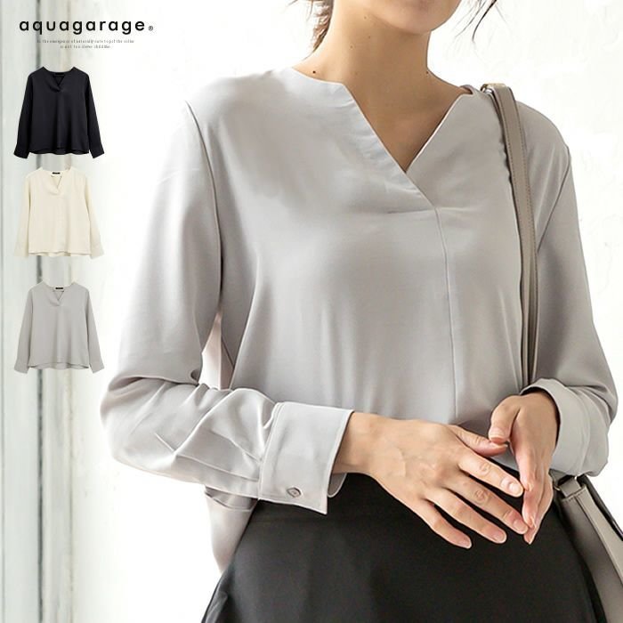 【アクアガレージ/aquagarage】のキーネックブラウス 人気、トレンドファッション・服の通販 founy(ファニー) 　ファッション　Fashion　レディースファッション　Fashion for Women　トップス・カットソー　Cut & Sew Tops　シャツ・ブラウス・オフィスカジュアル　Elegant Blouses & Button-Ups　送料無料　Free Shipping　プチプライス・低価格　Affordable / Budget Price　エレガント 上品　Elegant　 other-1|ID: prp329100003786215 ipo3291000000034106896