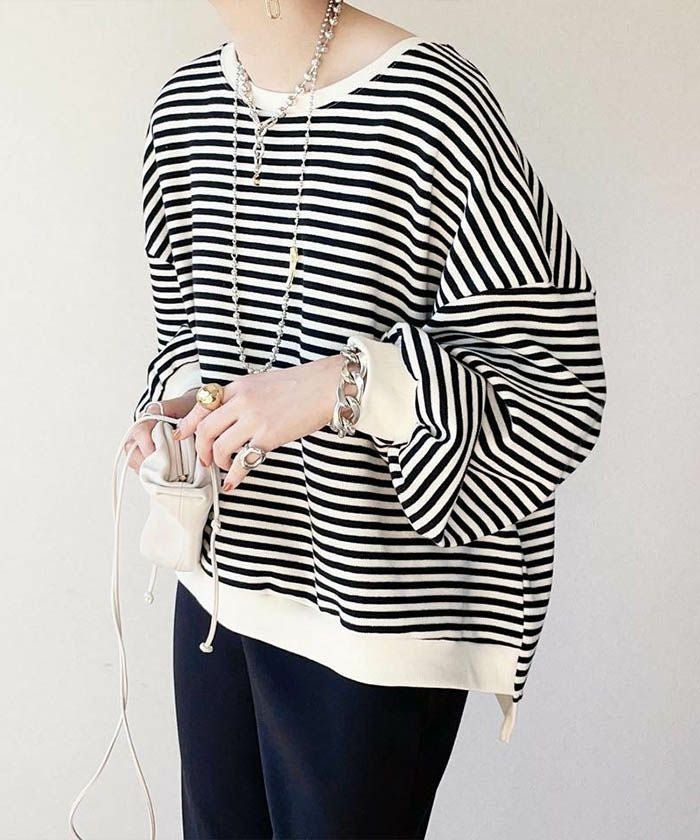 【アクアガレージ/aquagarage】のボーダープルオーバー インテリア・キッズ・メンズ・レディースファッション・服の通販 founy(ファニー) https://founy.com/ ファッション Fashion レディースファッション Fashion for Women トップス・カットソー Cut & Sew Tops レディースパーカー・カジュアルフーディー Casual Hoodies & Sweatshirts カジュアルプルオーバー・ニットトップス Pullovers & Knit Tops / Casual Pullovers スウェット・クルーネックトップス Sweatshirts & Crewnecks / Relaxed Fit Sweat Tops ショルダー Shoulder, Shoulder Strap スリーブ Sleeve, Long Sleeve / Short Sleeve ドロップ Drop Shoulder, Dropped Style バルーン Balloon, Balloon Silhouette プチプライス・低価格 Affordable / Budget Price ボーダー Border, Stripe ルーズ Loose, Oversized |ID: prp329100003786217 ipo3291000000036276852