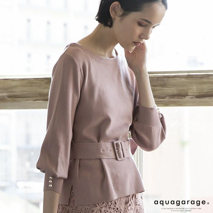 【アクアガレージ/aquagarage】の【セットアップ可】バルーン袖ニットトップス 人気、トレンドファッション・服の通販 founy(ファニー) 　ファッション　Fashion　レディースファッション　Fashion for Women　トップス・カットソー　Cut & Sew Tops　ニット　Knit Tops & Sweaters　セットアップ　Matching Sets　レディーストップス・ブラウス　Tops & Blouses / Assorted Women's Tops　送料無料　Free Shipping　クラシカル　Classical, Vintage-Inspired　シンプル　Simple, Minimal　セットアップ　Set-Up, Coordinated Outfit　セーター　Sweater, Knitwear　バルーン　Balloon, Balloon Silhouette　パール　Pearl, Pearl Accent　プチプライス・低価格　Affordable / Budget Price　 other-1|ID: prp329100003786230 ipo3291000000035836934