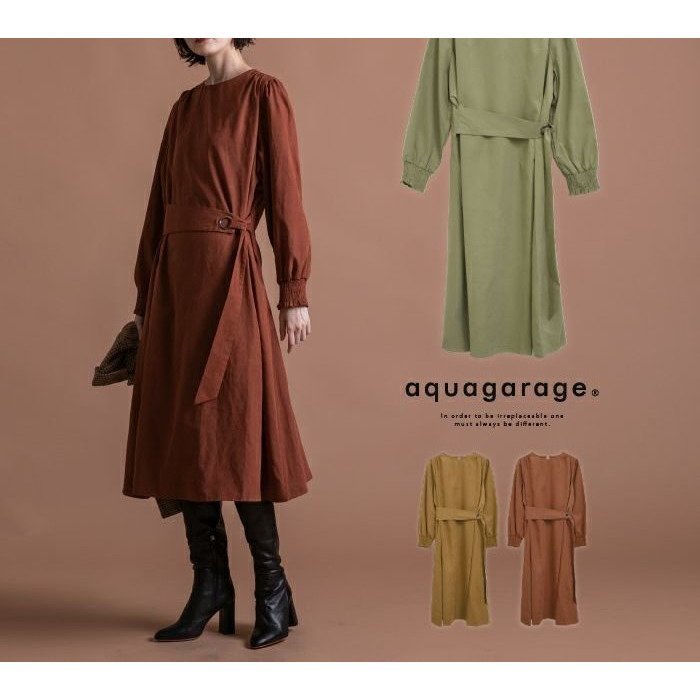 【アクアガレージ/aquagarage】の【最終値下げ価格】ウエストベルトAラインワンピース 人気、トレンドファッション・服の通販 founy(ファニー) 　ファッション　Fashion　レディースファッション　Fashion for Women　ワンピース　Dresses　Aラインワンピース・フレアシルエット　A-Line Dresses / Flared Silhouette Dresses　ベルト&ウエストマーク　Belts & Waist Accessories　エレガント 上品　Elegant　ギャザー　Gathered, Ruffled　ピーチ　Peach, Soft Touch　プチプライス・低価格　Affordable / Budget Price　マキシ　Maxi, Full Length　ロング　Long, Long-Length　ワンポイント　One Point, Statement Accent　 other-1|ID: prp329100003786248 ipo3291000000033317940