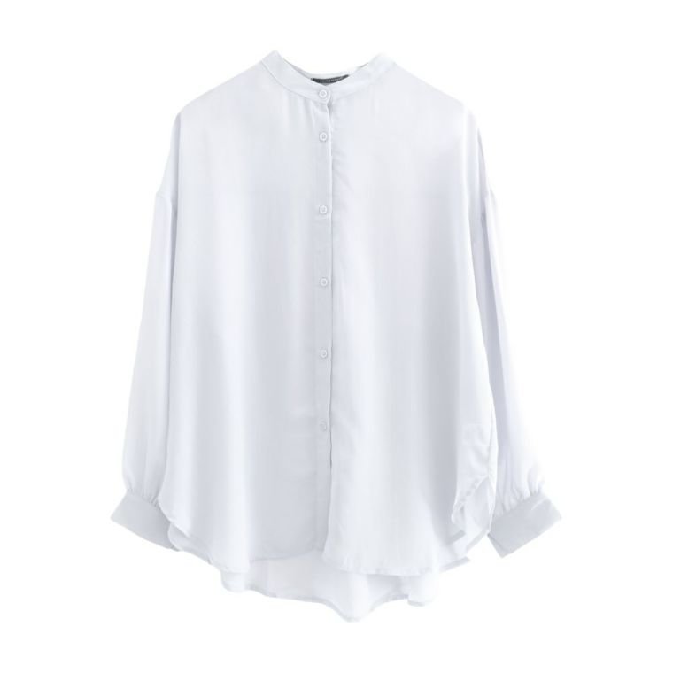 【アクアガレージ/aquagarage】のバンドカラーロングシアーシャツ インテリア・キッズ・メンズ・レディースファッション・服の通販 founy(ファニー) 　ファッション　Fashion　レディースファッション　Fashion for Women　トップス・カットソー　Cut & Sew Tops　シャツ・ブラウス・オフィスカジュアル　Elegant Blouses & Button-Ups　送料無料　Free Shipping　シフォン　Chiffon, Lightweight Fabric　シンプル　Simple, Minimal　ビッグ　Big, Oversized　フロント　Front, Front Design　プチプライス・低価格　Affordable / Budget Price　オフ|ID: prp329100003786315 ipo3291000000024911908