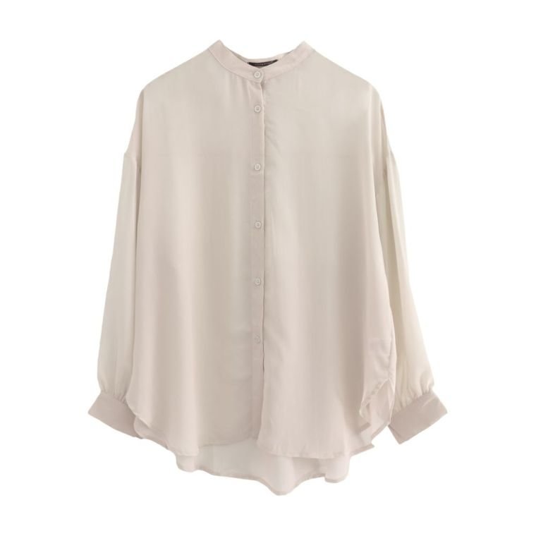 【アクアガレージ/aquagarage】のバンドカラーロングシアーシャツ インテリア・キッズ・メンズ・レディースファッション・服の通販 founy(ファニー) 　ファッション　Fashion　レディースファッション　Fashion for Women　トップス・カットソー　Cut & Sew Tops　シャツ・ブラウス・オフィスカジュアル　Elegant Blouses & Button-Ups　送料無料　Free Shipping　シフォン　Chiffon, Lightweight Fabric　シンプル　Simple, Minimal　ビッグ　Big, Oversized　フロント　Front, Front Design　プチプライス・低価格　Affordable / Budget Price　ライトベージュ|ID: prp329100003786315 ipo3291000000024911909