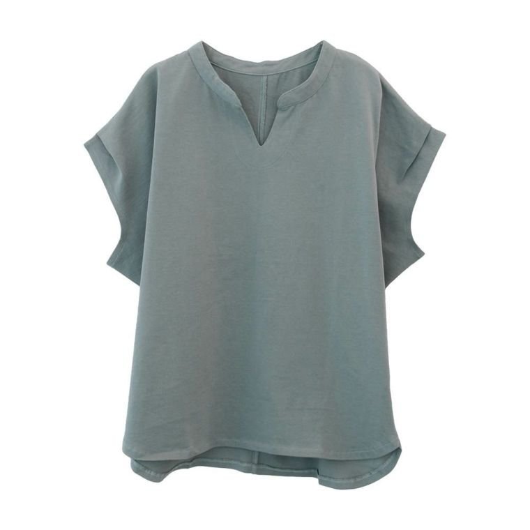 【アクアガレージ/aquagarage】のキーネックカットソー インテリア・キッズ・メンズ・レディースファッション・服の通販 founy(ファニー) 　ファッション　Fashion　レディースファッション　Fashion for Women　トップス・カットソー　Cut & Sew Tops　シャツ・ブラウス・オフィスカジュアル　Elegant Blouses & Button-Ups　ロングTシャツ・Tシャツ　Longline T-Shirts & Tees　カットソー・ベーシックTシャツ　Cut-and-Sewn Tops / Stretch Tees & Basics　送料無料　Free Shipping　カットソー　Cut and Sewn Top　プチプライス・低価格　Affordable / Budget Price　グレイッシュグリーン|ID: prp329100003786353 ipo3291000000031620783