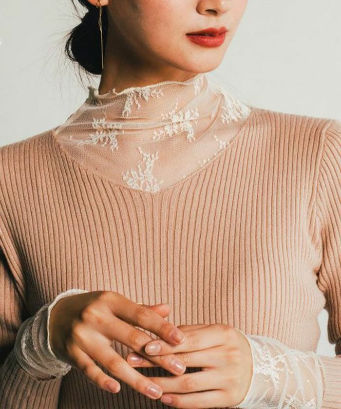 【アクアガレージ/aquagarage】の首のシワを隠せるレースインナー 人気、トレンドファッション・服の通販 founy(ファニー) 　ファッション　Fashion　レディースファッション　Fashion for Women　トップス・カットソー　Cut & Sew Tops　シャツ・ブラウス・オフィスカジュアル　Elegant Blouses & Button-Ups　送料無料　Free Shipping　インナー　Innerwear　キャミソール　Camisole, Spaghetti Strap Top　チュール　Tulip, Tulip Motif　プチプライス・低価格　Affordable / Budget Price　レース　Lace, Lace Fabric　エレガント 上品　Elegant　 other-1|ID: prp329100003786441 ipo3291000000036047130