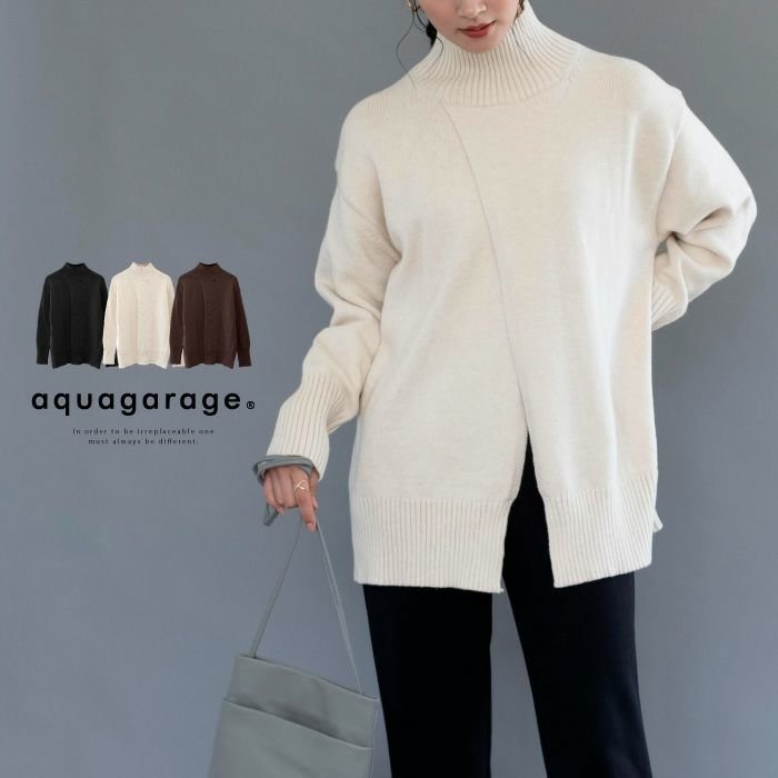 【アクアガレージ/aquagarage】の【最終値下げ価格】フロントスリットハイネックニット インテリア・キッズ・メンズ・レディースファッション・服の通販 founy(ファニー) https://founy.com/ ファッション Fashion レディースファッション Fashion for Women トップス・カットソー Cut & Sew Tops ニット Knit Tops & Sweaters スリット Slit, Slit Detail センター Center, Center Line セーター Sweater, Knitwear ハイネック High Neck, Mock Neck プチプライス・低価格 Affordable / Budget Price モダン Modern, Contemporary |ID: prp329100003786513 ipo3291000000034105876