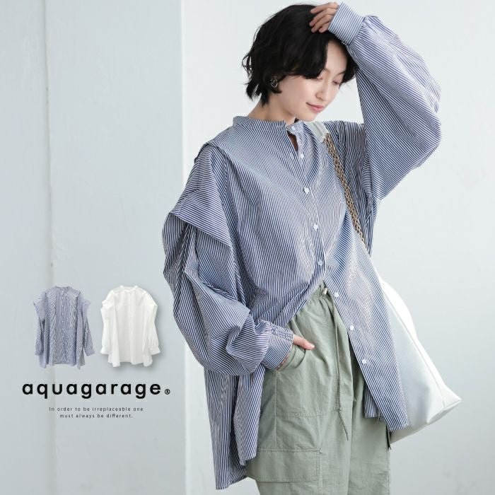 【アクアガレージ/aquagarage】のショルダータックドレープシャツブラウスト 人気、トレンドファッション・服の通販 founy(ファニー) 　ファッション　Fashion　レディースファッション　Fashion for Women　トップス・カットソー　Cut & Sew Tops　シャツ・ブラウス・オフィスカジュアル　Elegant Blouses & Button-Ups　送料無料　Free Shipping　シンプル　Simple, Minimal　スリーブ　Sleeve, Long Sleeve / Short Sleeve　プチプライス・低価格　Affordable / Budget Price　 other-1|ID: prp329100003884558 ipo3291000000036073453
