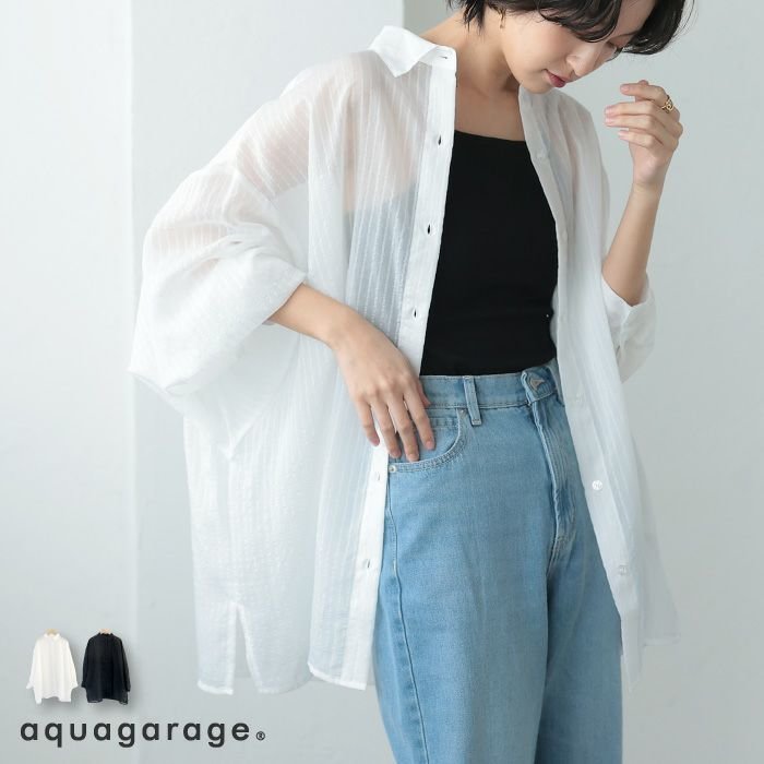 【アクアガレージ/aquagarage】のシアーストライプドルマンスリーブシャツ 人気、トレンドファッション・服の通販 founy(ファニー) ファッション Fashion レディースファッション Fashion for Women トップス・カットソー Cut & Sew Tops シャツ・ブラウス・オフィスカジュアル Elegant Blouses & Button-Ups 送料無料 Free Shipping おすすめ Recommended / Our Picks シアー Sheer, See-Through プチプライス・低価格 Affordable / Budget Price ベーシック Basic, Essential other-1|ID: prp329100003928261 ipo3291000000034106439
