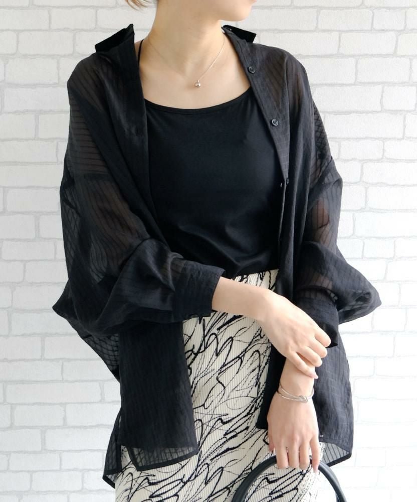 【アクアガレージ/aquagarage】のシアーストライプドルマンスリーブシャツ 人気、トレンドファッション・服の通販 founy(ファニー) 　ファッション　Fashion　レディースファッション　Fashion for Women　トップス・カットソー　Cut & Sew Tops　シャツ・ブラウス・オフィスカジュアル　Elegant Blouses & Button-Ups　送料無料　Free Shipping　おすすめ　Recommended / Our Picks　シアー　Sheer, See-Through　プチプライス・低価格　Affordable / Budget Price　ベーシック　Basic, Essential　 other-1|ID: prp329100003928261 ipo3291000000036011618