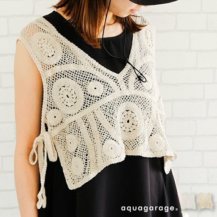 【アクアガレージ/aquagarage】のかぎ針編ショートビスチェ インテリア・キッズ・メンズ・レディースファッション・服の通販 founy(ファニー) https://founy.com/ ファッション Fashion レディースファッション Fashion for Women トップス・カットソー Cut & Sew Tops ビスチェ Bustiers & Corset Tops / Layered Bustier Style 送料無料 Free Shipping かぎ針 Crochet プチプライス・低価格 Affordable / Budget Price リボン Ribbon, Bow 透かし Cut-Out, Lacework |ID: prp329100003964098 ipo3291000000034106525