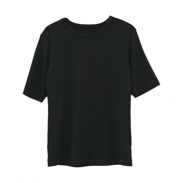 【アクアガレージ/aquagarage】のリブクルーネックTシャツ インテリア・キッズ・メンズ・レディースファッション・服の通販 founy(ファニー) 　ファッション　Fashion　レディースファッション　Fashion for Women　トップス・カットソー　Cut & Sew Tops　シャツ・ブラウス・オフィスカジュアル　Elegant Blouses & Button-Ups　ロングTシャツ・Tシャツ　Longline T-Shirts & Tees　カットソー・ベーシックTシャツ　Cut-and-Sewn Tops / Stretch Tees & Basics　送料無料　Free Shipping　カットソー　Cut and Sewn Top　ストレッチ　Stretch, Stretchy Fabric　プチプライス・低価格　Affordable / Budget Price　エレガント 上品　Elegant　夏　Summer　春　Spring　秋　Autumn　ブラック|ID: prp329100004009644 ipo3291000000026547242