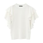 【アクアガレージ/aquagarage】のダブルフリルスリーブサマーニット ホワイト|ID: prp329100004014081 ipo3291000000026599568