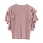 【アクアガレージ/aquagarage】のダブルフリルスリーブサマーニット ピンクベージュ|ID: prp329100004014081 ipo3291000000026599570