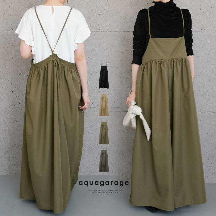 【アクアガレージ/aquagarage】のロングサロペット|楽ちん×体型カバーでこなれ見え|季節を問わず着回せる大人の一枚| インテリア・キッズ・メンズ・レディースファッション・服の通販 founy(ファニー) https://founy.com/ ファッション Fashion レディースファッション Fashion for Women ワンピース Dresses オールインワン・ワンピース Dresses and Jumpsuits サロペット&オールインワン Dungarees & Jumpsuit Styles インナー Innerwear 春 Spring 秋 Autumn サンダル Sandals, Summer Shoes ストレート Straight, Straight Cut スニーカー Sneakers, Trainers タンク Tank Top, Sleeveless Top ダウン Down, Puffer バランス Balance, Style Balance ポケット Pocket, Pocket Detail ロング Long, Long-Length 楽ちん Easy Fit, Comfortable S/S・春夏 SS, Spring/Summer, Warm Season 送料無料 Free Shipping プチプライス・低価格 Affordable / Budget Price 夏 Summer |ID: prp329100004094388 ipo3291000000034106410