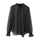【アクアガレージ/aquagarage】の総柄長袖ボウタイブラウス 春 ブラック|ID: prp329100004121185 ipo3291000000028120824