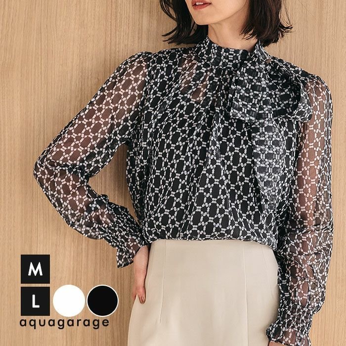 【アクアガレージ/aquagarage】の総柄長袖ボウタイブラウス 春 人気、トレンドファッション・服の通販 founy(ファニー) ファッション Fashion レディースファッション Fashion for Women トップス・カットソー Cut & Sew Tops シャツ・ブラウス・オフィスカジュアル Elegant Blouses & Button-Ups 送料無料 Free Shipping プチプライス・低価格 Affordable / Budget Price リボン Ribbon, Bow 冬 Winter / This Winter 春 Spring 秋 Autumn 長袖 Long Sleeve, Full Sleeve other-1|ID: prp329100004121185 ipo3291000000034094592