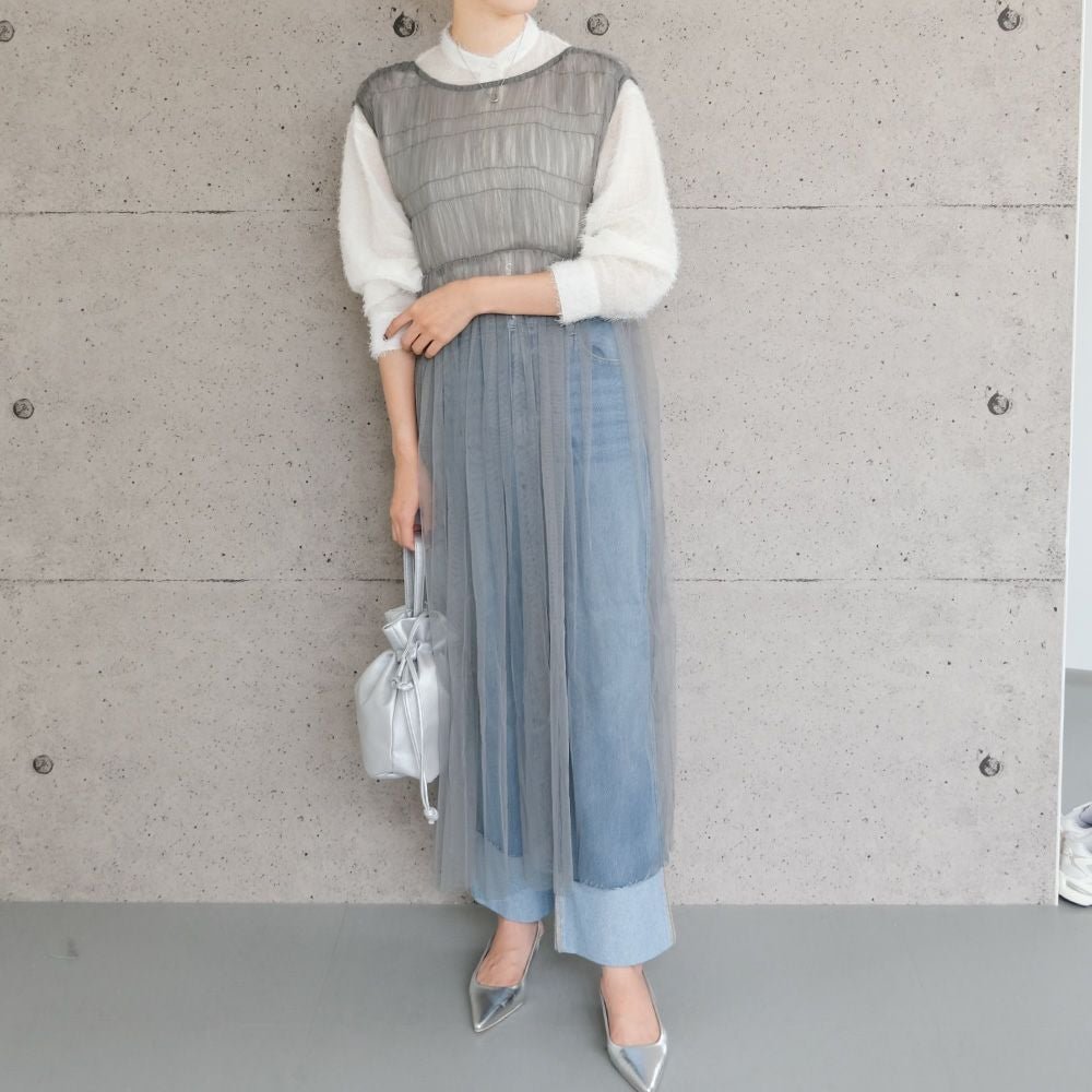 【アクアガレージ/aquagarage】の前後2wayチュールワンピース 人気、トレンドファッション・服の通販 founy(ファニー) 　ファッション　Fashion　レディースファッション　Fashion for Women　ワンピース　Dresses　送料無料　Free Shipping　プチプライス・低価格　Affordable / Budget Price　ベーシック　Basic, Essential　リボン　Ribbon, Bow　ロング　Long, Long-Length　冬　Winter / This Winter　夏　Summer　春　Spring　秋　Autumn　 other-1|ID: prp329100004158938 ipo3291000000036048217