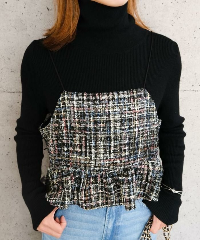 【アクアガレージ/aquagarage】の【セットアップ可】ツイードショートキャミビスチェ 春 人気、トレンドファッション・服の通販 founy(ファニー) 　ファッション　Fashion　レディースファッション　Fashion for Women　トップス・カットソー　Cut & Sew Tops　キャミソール&ノースリーブ　Camisoles & Sleeveless Tops　ビスチェ　Bustiers & Corset Tops / Layered Bustier Style　セットアップ　Matching Sets　レディーストップス・ブラウス　Tops & Blouses / Assorted Women's Tops　送料無料　Free Shipping　スパンコール　Sequins, Sequin Embellishment　セットアップ　Set-Up, Coordinated Outfit　ツイード　Twill, Twill Weave　ビスチェ　Bustier, Corset Top　プチプライス・低価格　Affordable / Budget Price　ラップ　Wrap, Wrap Design　冬　Winter / This Winter　春　Spring　秋　Autumn　 other-1|ID: prp329100004181077 ipo3291000000035708174