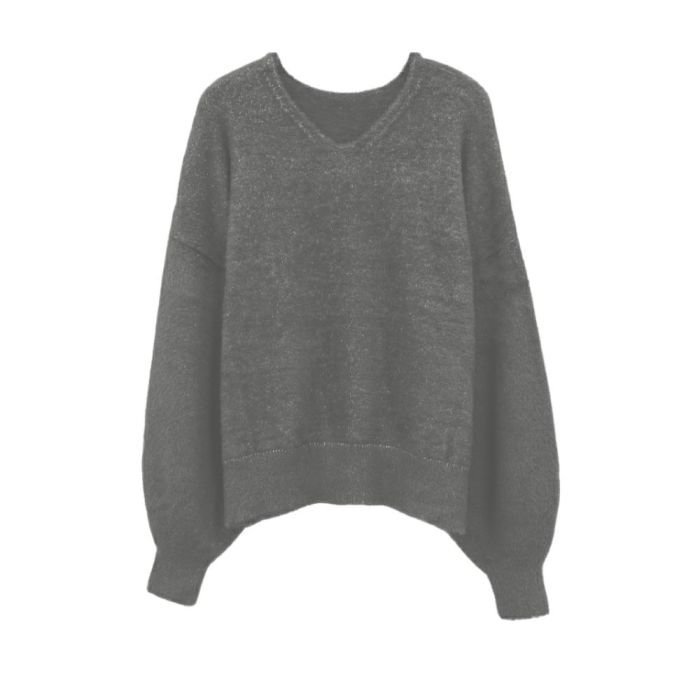 【アクアガレージ/aquagarage】のシャギーラメVネックニットトップス インテリア・キッズ・メンズ・レディースファッション・服の通販 founy(ファニー) 　ファッション　Fashion　レディースファッション　Fashion for Women　トップス・カットソー　Cut & Sew Tops　ニット　Knit Tops & Sweaters　Vネックトップス　V-Neck Tops / V-Cut Neckline Shirts　セーター　Sweater, Knitwear　プチプライス・低価格　Affordable / Budget Price　チャコール|ID: prp329100004181081 ipo3291000000028967781