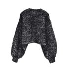 【アクアガレージ/aquagarage】のラメフェザーハイネックショート丈ニットトップス 春 ブラック|ID: prp329100004186687 ipo3291000000029009566
