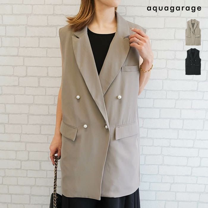 【アクアガレージ/aquagarage】のパールボタンロング丈テーラードジレジャケット 春 人気、トレンドファッション・服の通販 founy(ファニー) ファッション Fashion レディースファッション Fashion for Women アウター Coat / Outerwear Collection レディースジャケット・軽アウター Jackets 送料無料 Free Shipping パール Pearl, Pearl Accent プチプライス・低価格 Affordable / Budget Price ベスト Vest, Waistcoat ロング Long, Long-Length 冬 Winter / This Winter 定番 Standard, Basic Item 春 Spring 秋 Autumn other-1|ID: prp329100004200288 ipo3291000000034106298
