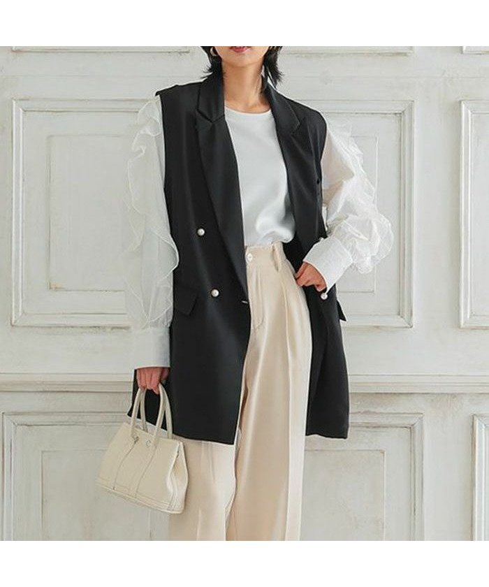 【アクアガレージ/aquagarage】のパールボタンロング丈テーラードジレジャケット 春 人気、トレンドファッション・服の通販 founy(ファニー) 　ファッション　Fashion　レディースファッション　Fashion for Women　アウター　Coat / Outerwear Collection　レディースジャケット・軽アウター　Jackets　送料無料　Free Shipping　セレモニー　Ceremony　パール　Pearl, Pearl Accent　プチプライス・低価格　Affordable / Budget Price　ベスト　Vest, Waistcoat　ロング　Long, Long-Length　冬　Winter / This Winter　定番　Standard, Basic Item　春　Spring　秋　Autumn　 other-1|ID: prp329100004200288 ipo3291000000035708226