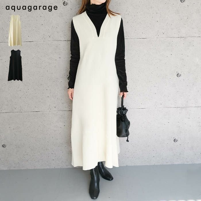 【アクアガレージ/aquagarage】のキーネックスポンジニットワンピース 人気、トレンドファッション・服の通販 founy(ファニー) ファッション Fashion レディースファッション Fashion for Women ワンピース Dresses ニットワンピース Knit Dresses コンパクト Compact, Small Size スリット Slit, Slit Detail プチプライス・低価格 Affordable / Budget Price 楽ちん Easy Fit, Comfortable other-1|ID: prp329100004242659 ipo3291000000034106218