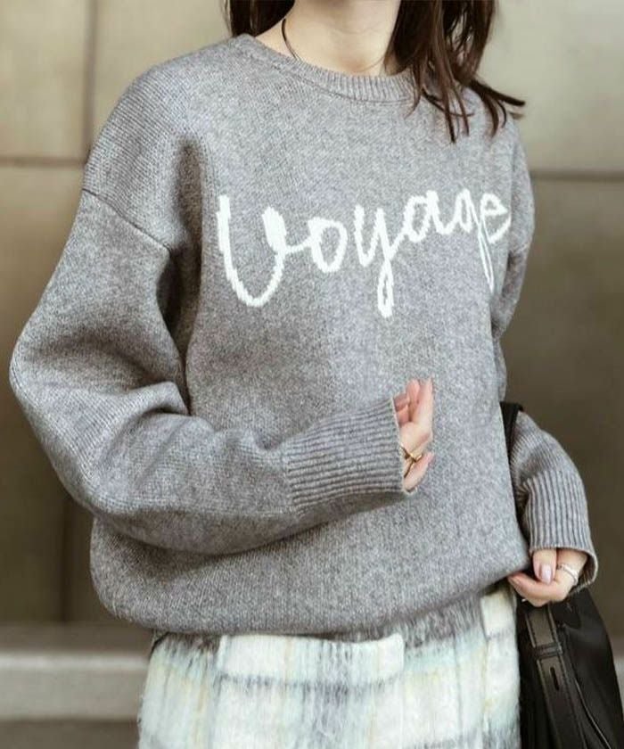 【アクアガレージ/aquagarage】のロゴニットトップス 人気、トレンドファッション・服の通販 founy(ファニー) 　ファッション　Fashion　レディースファッション　Fashion for Women　トップス・カットソー　Cut & Sew Tops　ニット　Knit Tops & Sweaters　ストレッチ　Stretch, Stretchy Fabric　セーター　Sweater, Knitwear　ドレス　Dress, One-Piece　プチプライス・低価格　Affordable / Budget Price　 other-1|ID: prp329100004301606 ipo3291000000036074246