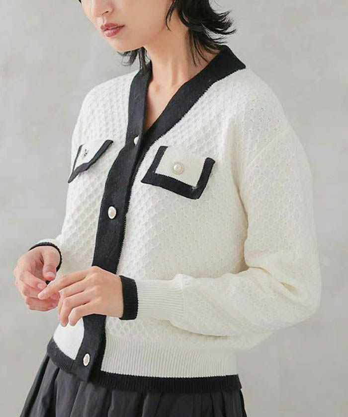 【アクアガレージ/aquagarage】の【最終値下げ価格】バイカラーコンパクトカーディガン 春 インテリア・キッズ・メンズ・レディースファッション・服の通販 founy(ファニー) https://founy.com/ ファッション Fashion レディースファッション Fashion for Women トップス・カットソー Cut & Sew Tops カーディガン・羽織り Layered Style Cardigans おすすめ Recommended / Our Picks カーディガン Cardigan, Knitwear コンパクト Compact, Small Size パール Pearl, Pearl Accent プチプライス・低価格 Affordable / Budget Price エレガント 上品 Elegant 冬 Winter / This Winter 春 Spring 秋 Autumn 長袖 Long Sleeve, Full Sleeve |ID: prp329100004312330 ipo3291000000036302167