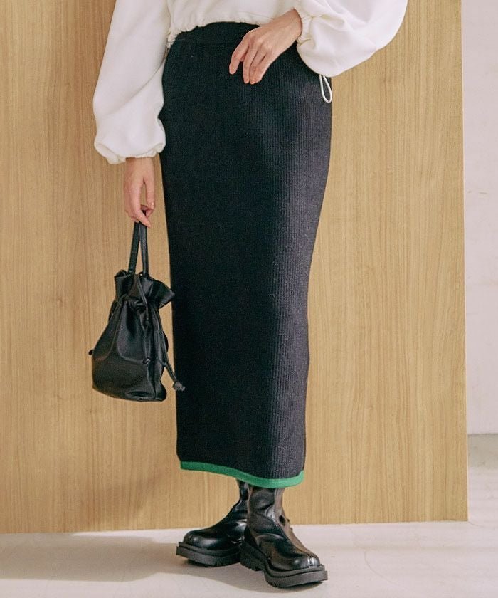 【アクアガレージ/aquagarage】の裾バイカラーリブニット裏起毛ナロースカート 人気、トレンドファッション・服の通販 founy(ファニー) 　ファッション　Fashion　レディースファッション　Fashion for Women　スカート　Skirts　おすすめ　Recommended / Our Picks　スウェット / スエット　Sweatshirt, Sweatwear　スリット　Slit, Slit Detail　パーカー　Hoodie, Parka　プチプライス・低価格　Affordable / Budget Price　マキシ　Maxi, Full Length　ロング　Long, Long-Length　 other-1|ID: prp329100004316172 ipo3291000000036074326