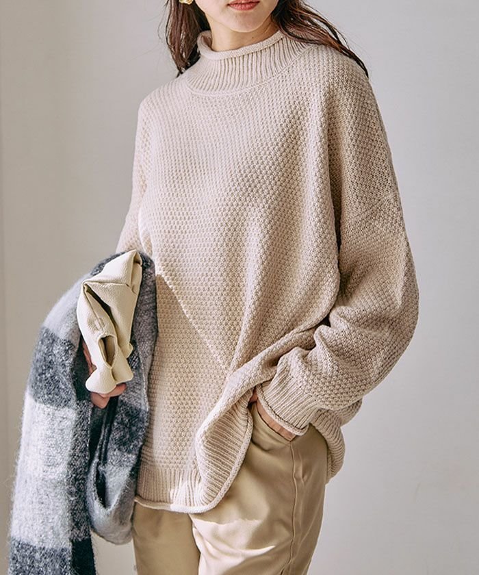 【アクアガレージ/aquagarage】の鹿の子編みハイネックニット 人気、トレンドファッション・服の通販 founy(ファニー) 　ファッション　Fashion　レディースファッション　Fashion for Women　トップス・カットソー　Cut & Sew Tops　ニット　Knit Tops & Sweaters　シンプル　Simple, Minimal　セーター　Sweater, Knitwear　ハイネック　High Neck, Mock Neck　プチプライス・低価格　Affordable / Budget Price　鹿の子　Piqué, Kanoko Fabric　 other-1|ID: prp329100004318057 ipo3291000000036073999